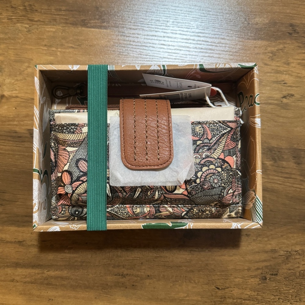 Sakroots Multicolor Floral Paisley Wallet with Brown Snap